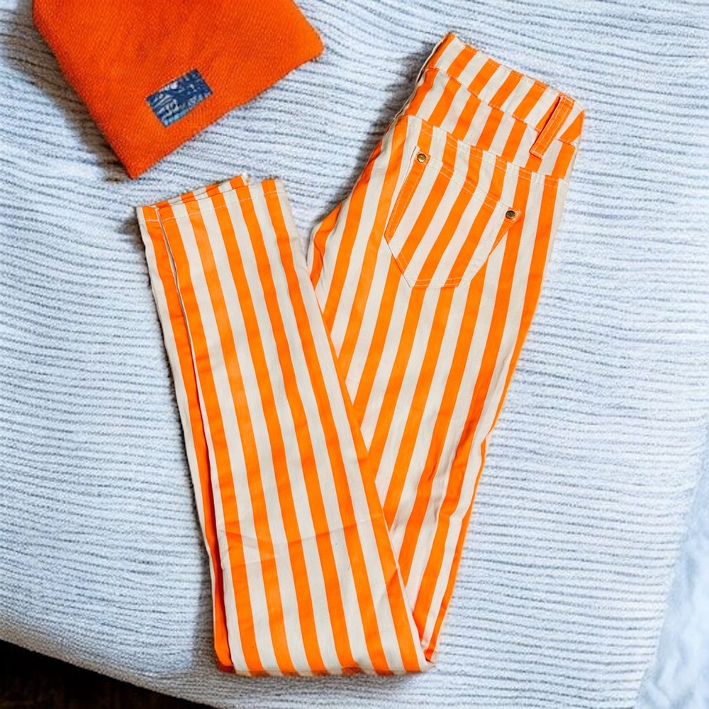 Orange and White Striped Pants | By Sasha Jeans Wear | Size 0 | NWOT